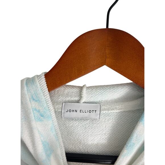 John Elliott White Sky Blue Hoodie Marble Swirl Streetwear Sweatshirt Medium - Picture 5 of 6